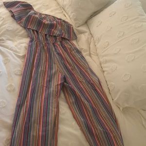 Striped one shoulder jumper